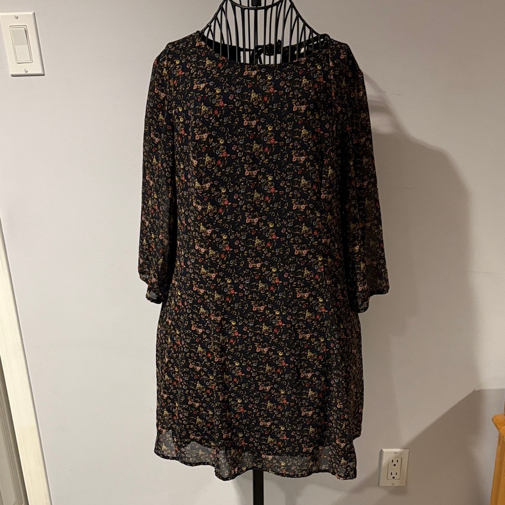 Garage Black Floral Long Sleeve Dress